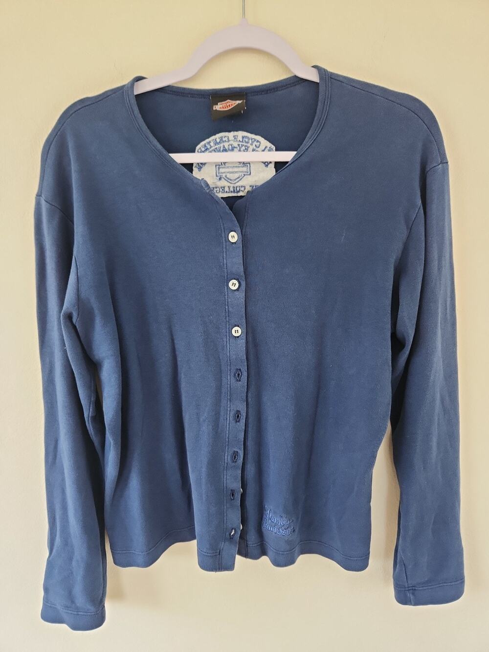 Womens Harley Davidson Blue Long Sleeve Cardigan State College PA XL